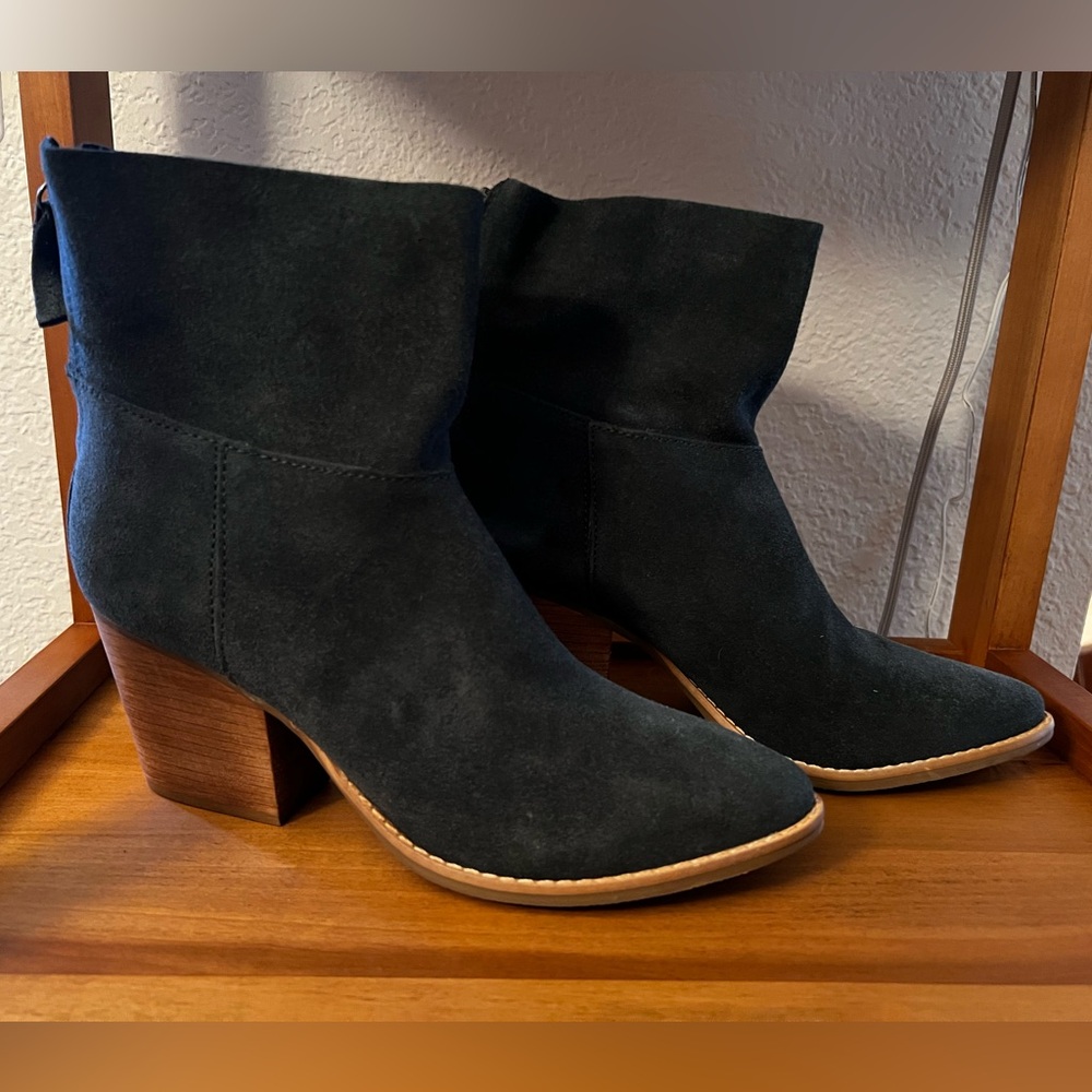 Navy blue suede boots